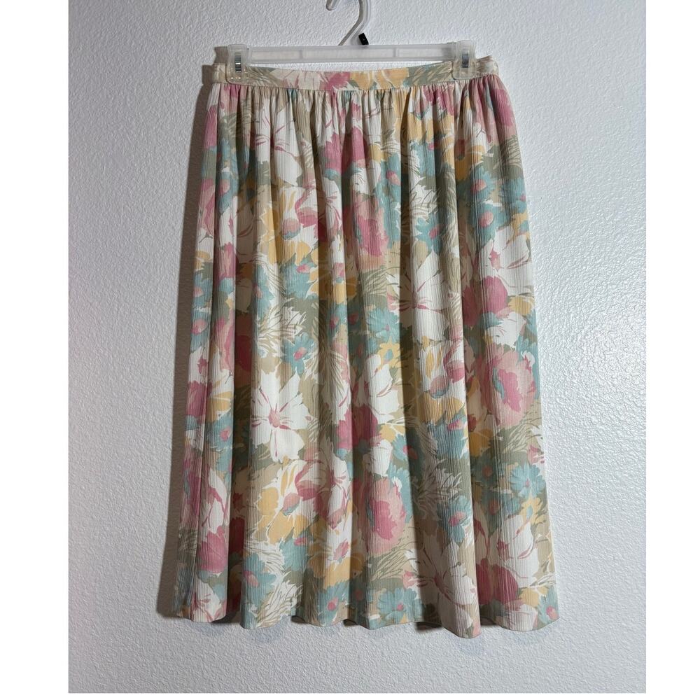 Vintage Alfred Dunner Size 14 Pastel Floral Cottagecore Shabby Chic Midi Skirt
